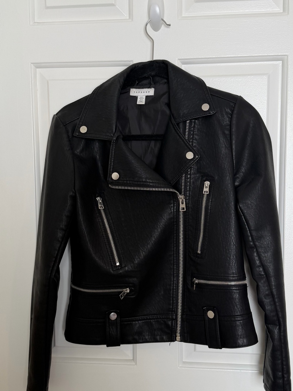 Topshop Black Faux Leather Moto Biker Jacket